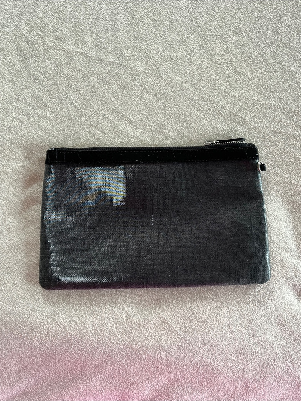 Nancy Gonzalez Pouch with Caiman Crocodile Grey & Black Like New